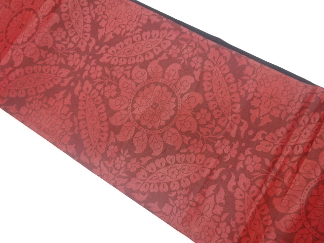 JAPANESE KIMONO / VINTAGE FUKURO OBI / WOVEN FLOWER CREST